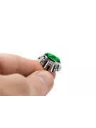 925 Silver Emerald Ring Vintage Unique VRC043s