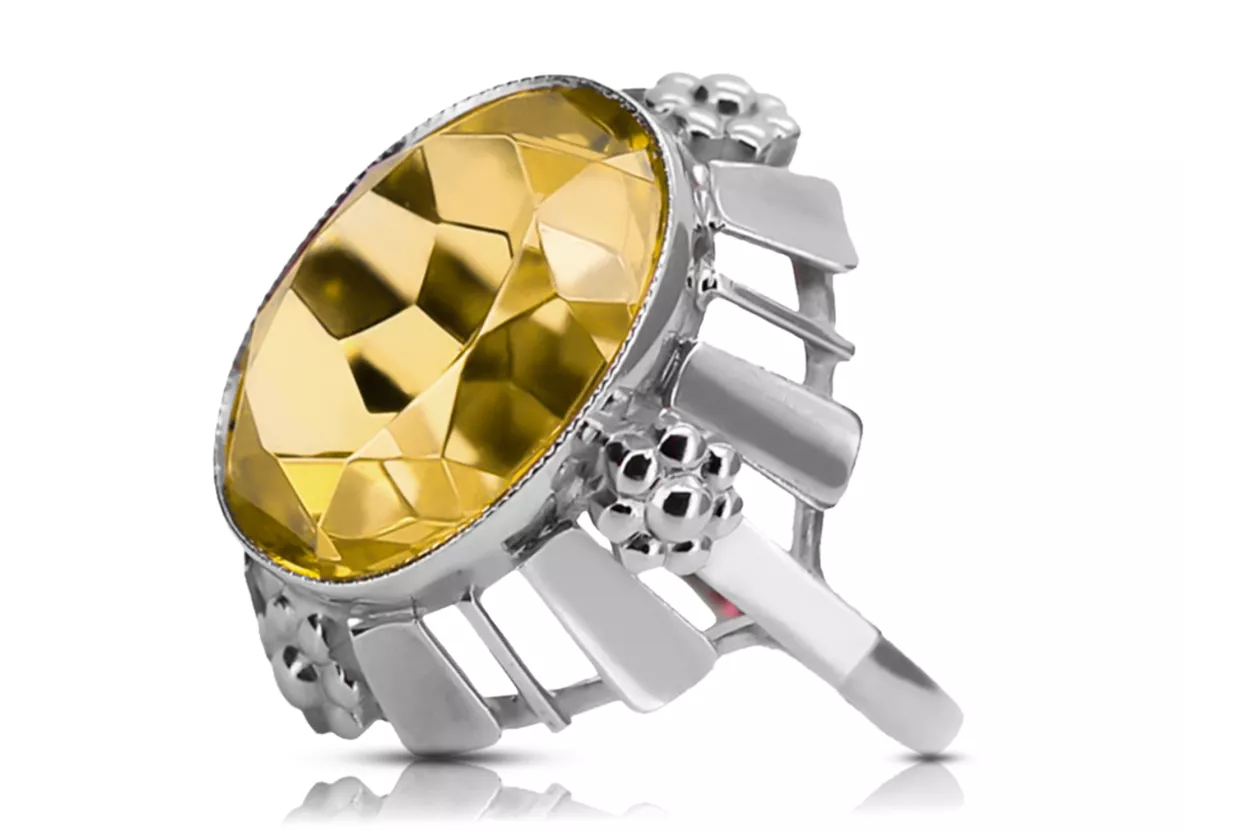 Anillo Vintage Peridoto amarillo Plata de ley 925 vrc043s