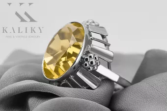 Ring Yellow Peridot Sterling silver 925 Vintage craft vrc043s