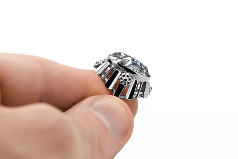 Ring Cubic Zirconia 925 Silver Vintage VRC043s