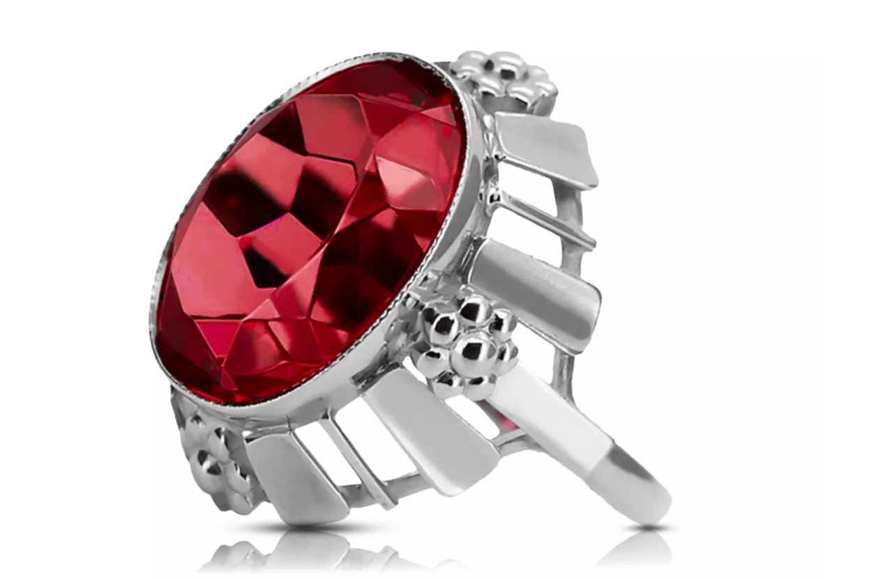 Argent sterling 925 Rubis Anneau Artisanat vintage vrc043s
