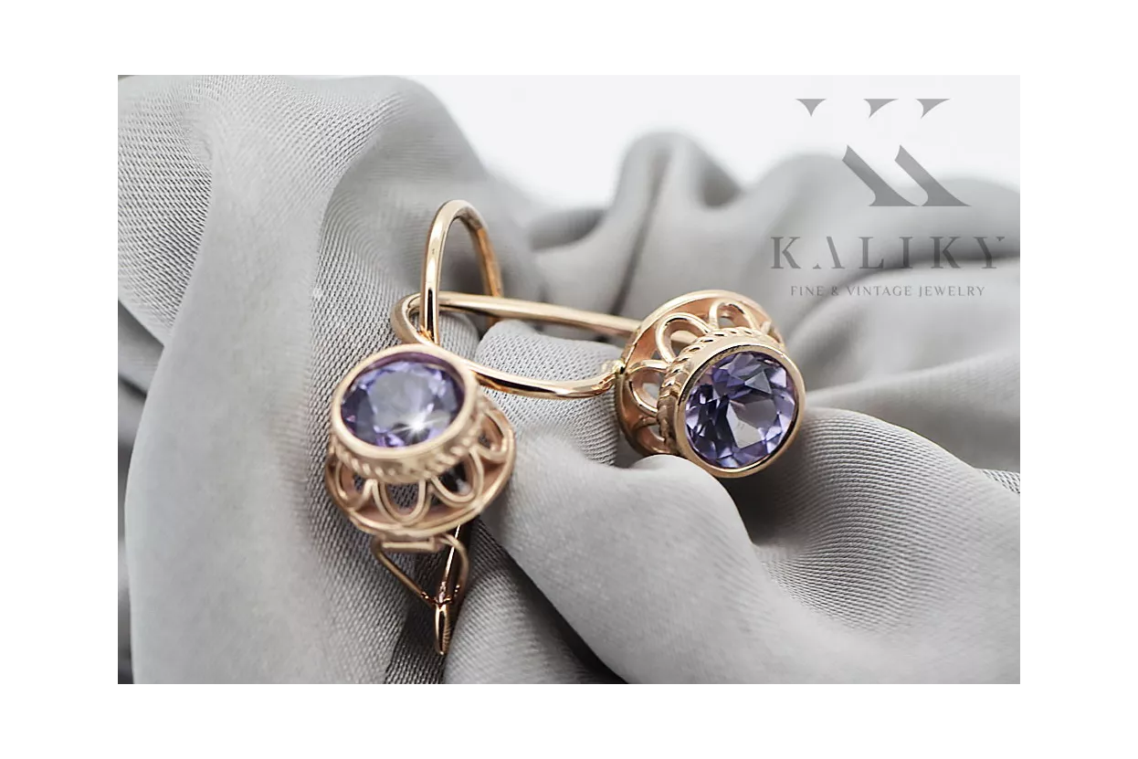 Серьги с розовым изумрудом из золота 14 карат 585 пробы vec117r Vintage Серьги с розовым изумрудом из золота 14 карат 585 пробы vec117r Vintage