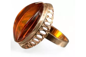 Russian rose Soviet pink USSR red 585 583 gold amber ring vrab050