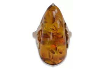 Russische Rose Sowjetische Rosa UdSSR rot 585 583 Gold Bernstein Ring vrab040