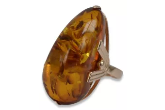 Russische Rose Sowjetische Rosa UdSSR rot 585 583 Gold Bernstein Ring vrab040