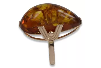 Руска роза съветско розово СССР червено 585 583 златен кехлибарен пръстен vrab040