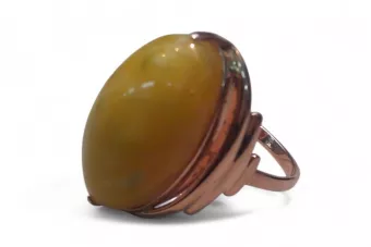 Russian rose Soviet pink USSR red 585 583 gold amber ring vrab042