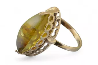 Russische Rose Sowjetische Rosa UdSSR rot 585 583 Gold Bernstein Ring vrab043