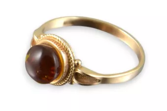 Vintage rose 14k 585 gold amber ring vrab044