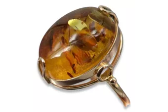 Руска роза Съветски розов СССР червен 585 583 златен кехлибарен пръстен vrab017