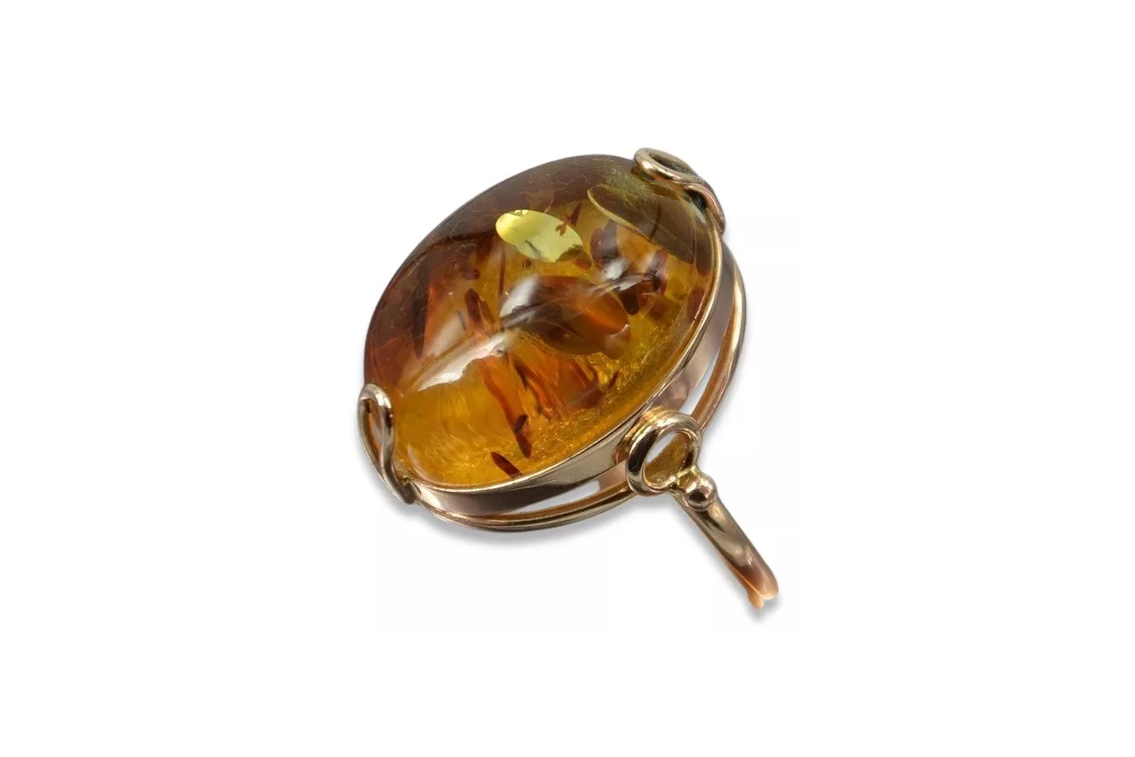 Rosa rusa rosa soviética rojo URSS 585 583 oro anillo ámbar vrab017