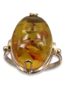 Rose russe rose soviétique URSS rouge 585 583 bague ambre or vrab017