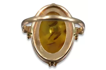Russian rose Soviet pink USSR red 585 583 gold amber ring vrab017