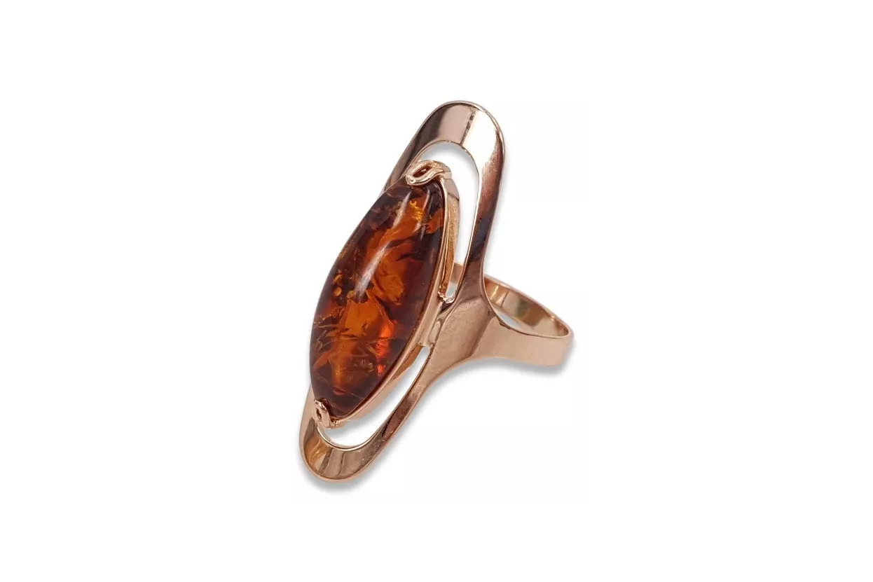 Russian rose Soviet pink USSR red 585 583 gold amber ring vrab016 Russian rose Soviet pink USSR red 585 583 gold amber ring vrab016
