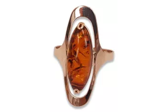 Rose russe rose soviétique URSS rouge 585 583 bague ambre or vrab016