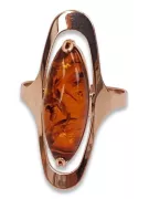 Rose russe rose soviétique URSS rouge 585 583 bague ambre or vrab016