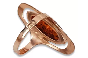 Russian rose Soviet pink USSR red 585 583 gold amber ring vrab016