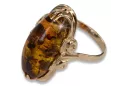 Russische Rose Sowjetische Rosa UdSSR rot 585 583 Gold Bernstein Ring vrab010