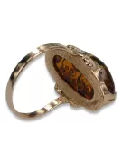 Russische Rose Sowjetische Rosa UdSSR rot 585 583 Gold Bernstein Ring vrab010