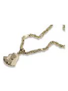 Mother of God medallion & Corda Figaro 14k gold chain pm004y14&cc004y50
