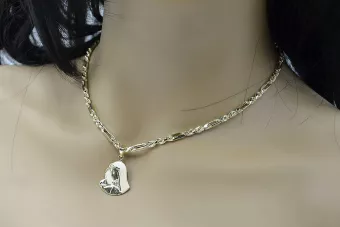 ميدالية والدة الإله وسلسلة كوردا فيجارو من الذهب عيار 14 قيراطًا pm004y16&cc004yy50