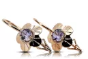 Rose pink 14k 585 gold alexandrite earrings vec028r Vintage Russian Soviet style