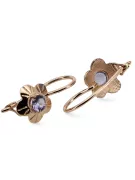 Rose pink 14k 585 gold alexandrite earrings vec028r Vintage Russian Soviet style