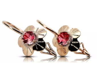 Rubí Oro rosa antiguo original de 14k Pendientes Estilo vintage vec028r