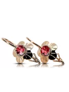 Rubí Oro rosa antiguo original de 14k Pendientes Estilo vintage vec028r