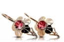 Rubí Oro rosa antiguo original de 14k Pendientes Estilo vintage vec028r