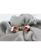 Rubí Oro rosa antiguo original de 14k Pendientes Estilo vintage vec028r