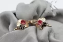 Rubí Oro rosa antiguo original de 14k Pendientes Estilo vintage vec028r