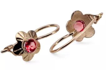 Ohrringe Rubinrot Originales Vintage-Roségold aus 14 Karat Vintage Handwerk vec028r