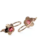 Rubí Oro rosa antiguo original de 14k Pendientes Estilo vintage vec028r