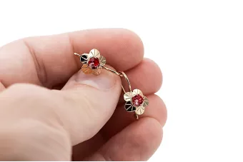 Auskarai Vintage Rubinas Originalus 14k rožinio aukso vintage vec028r