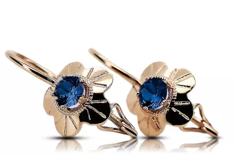 Original vintage din aur roz de 14k Safir Cercei Vintage Craft  vec028r