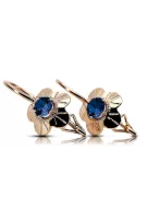 Zafiro Oro rosa antiguo original de 14k Pendientes Estilo vintage vec028r