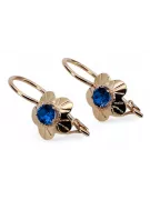 Zafiro Oro rosa antiguo original de 14k Pendientes Estilo vintage vec028r