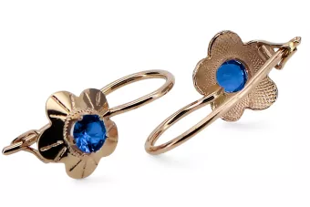 Earrings Vintage Jewlery Sapphire Original Vintage 14K Rose Gold vec028r