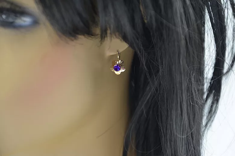 Original vintage din aur roz de 14k Safir Cercei Vintage Craft  vec028r