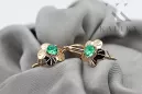 Винтидж бижута Обеци Смарагд Оригинално ретро 14k розово злато vec028r