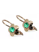Esmeralda Oro rosa antiguo original de 14k Pendientes Artesanía vintage vec028r