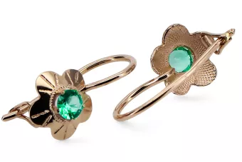 Vintage Jewlery Earrings Emerald Original Vintage 14K Rose Gold vec028r