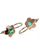 Esmeralda Oro rosa antiguo original de 14k Pendientes Artesanía vintage vec028r