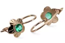 Esmeralda Oro rosa antiguo original de 14k Pendientes Artesanía vintage vec028r