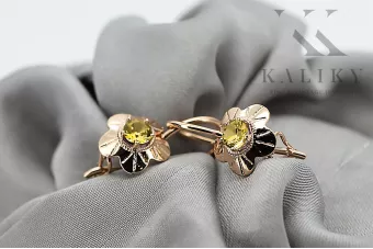 Des boucles d'oreilles Péridot jaune Or rose 14 carats vintage d'origine Vintage vec028r