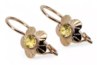Des boucles d'oreilles Péridot jaune Or rose 14 carats vintage d'origine Vintage vec028r