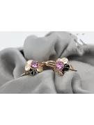 Originalus 14k rožinio aukso vintage Ametistas Auskarai Vintažinis stilius vec028r