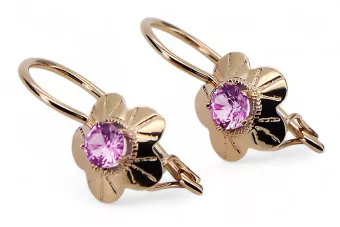 Сережки Аметист Оригінальне вінтажне рожеве золото 14 карат Вінтаж вироби vec028r