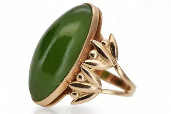 Rose pink 14k 585 gold nephrite ring vros003r Russian Soviet jewelry style